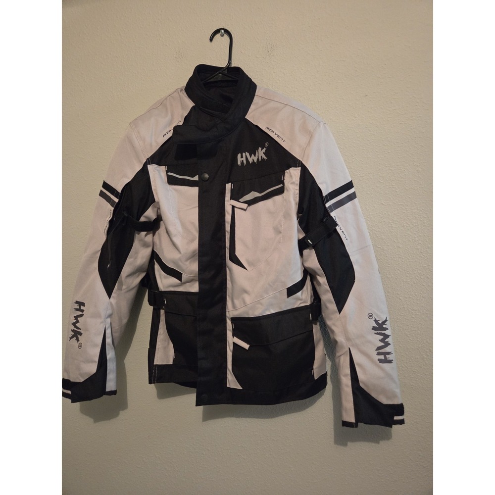 HWK Mesh Motorcycle Jacket Riding Motorbike Biker CE Armored Black White Mens S